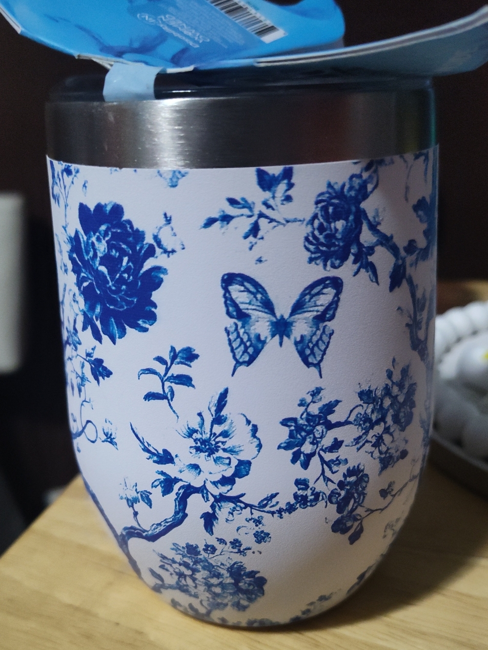 Hi! Blue Floral Stainless Tumbler with Lid